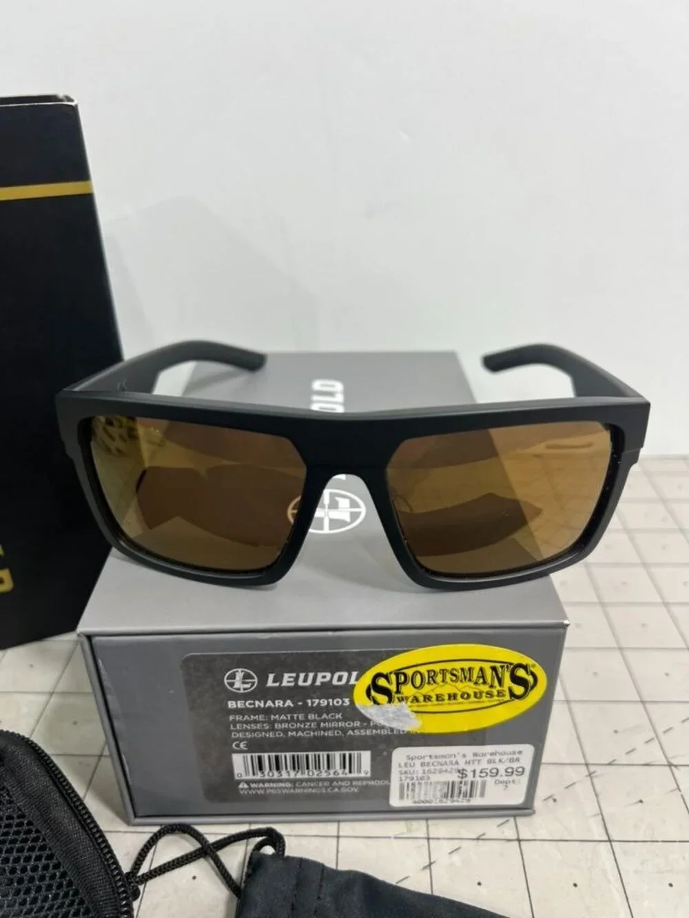 Leupold Becnara Matte Black Sunglasses w/Bronze Mirror Polarized Lens & Case New